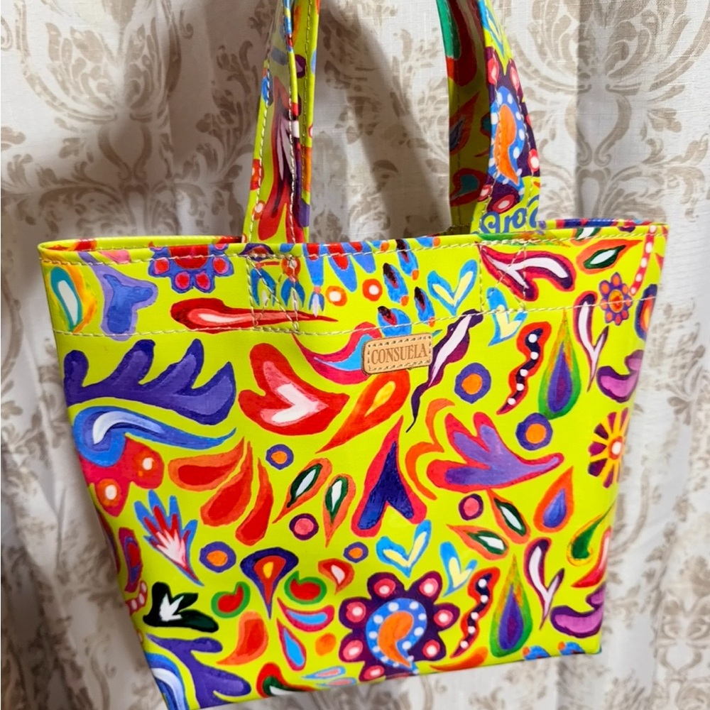 SOLD… Consuela Grab & Go Mini Neon Floral Tote